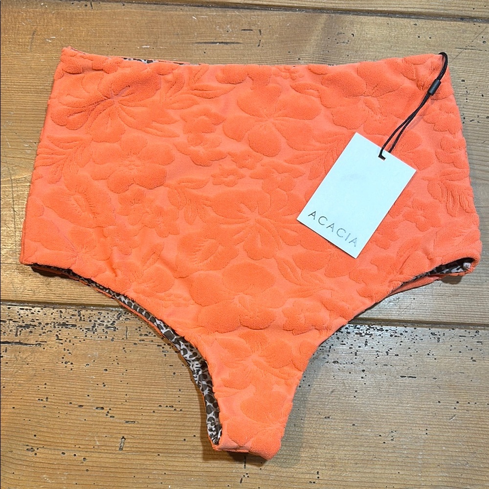 Acacia  Seychelles terry bottom Orange High-Waisted Bikini bottom
